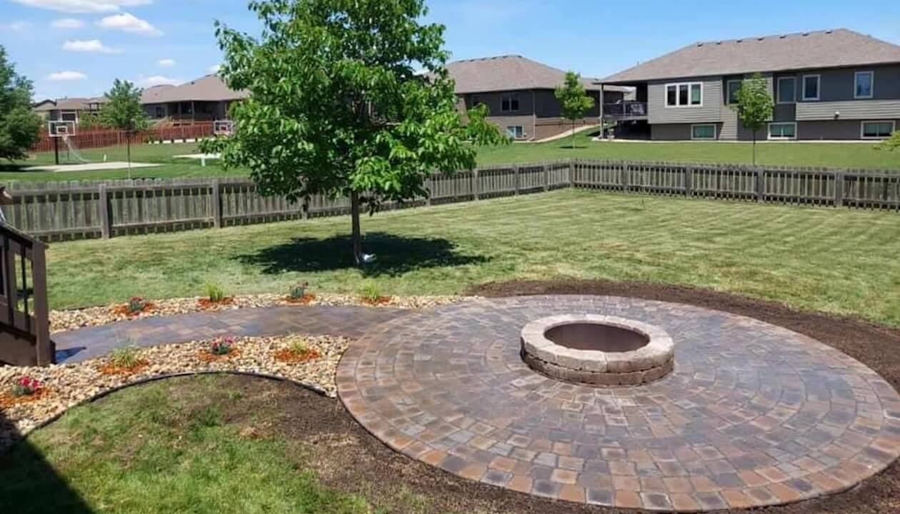 Paver Fire Pit Patio Backyard Landscaping Sioux Falls SD